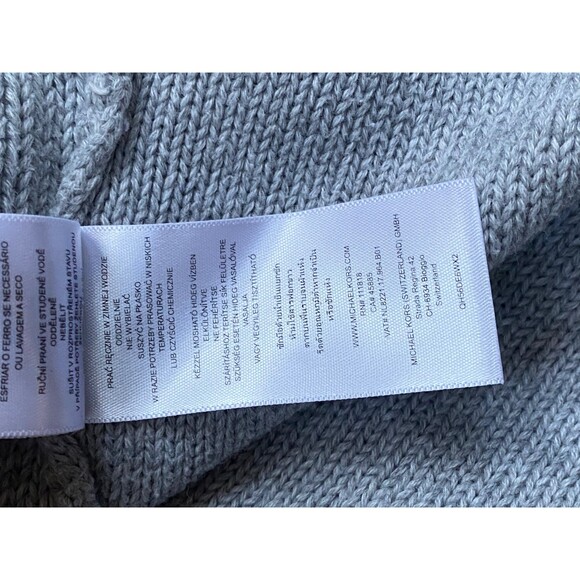 Michael Kors grey cotton blend cable knit sweater zipper accent size Large L - Picture 7 of 7